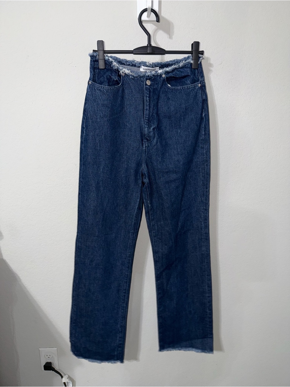 WeWoreWhat 100% Cotton High Rise Wide Leg Raw Hem Jeans Size 27 - Picture 10 of 10